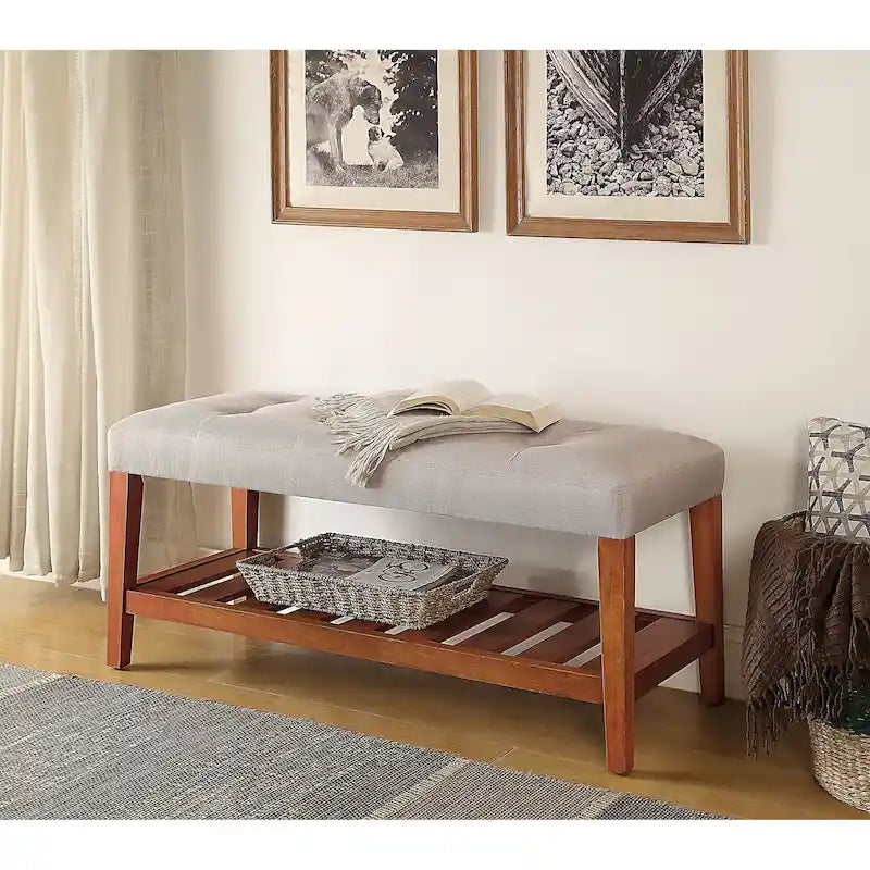 Banc fini gris et chêne