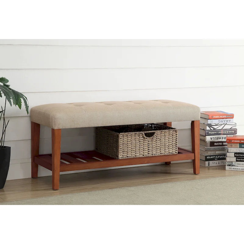 Banc fini gris et chêne