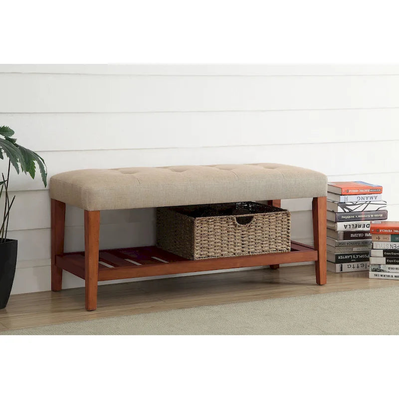 Banc fini gris et chêne
