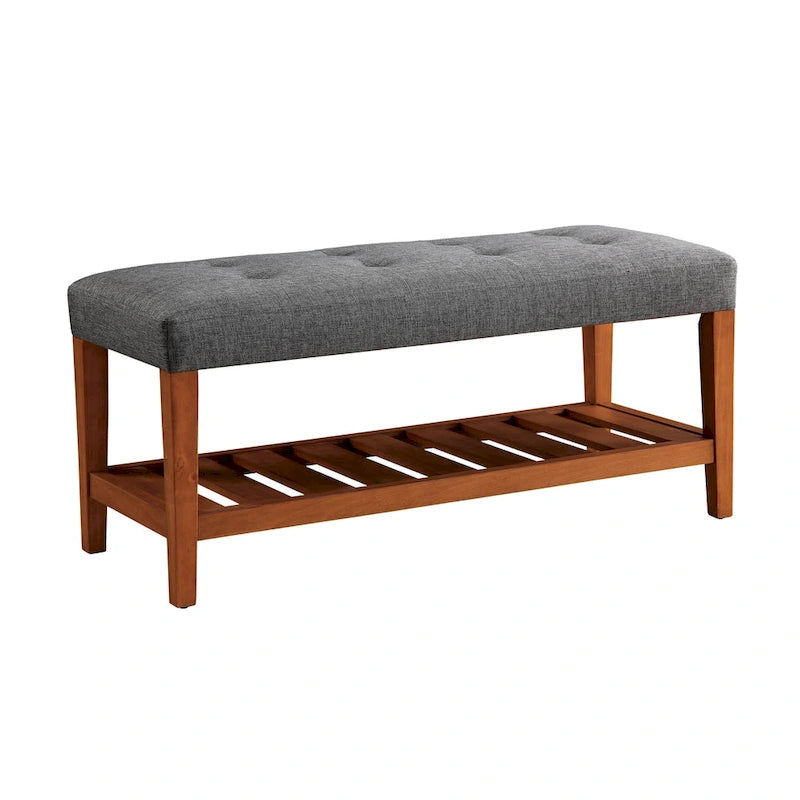 Banc fini gris et chêne