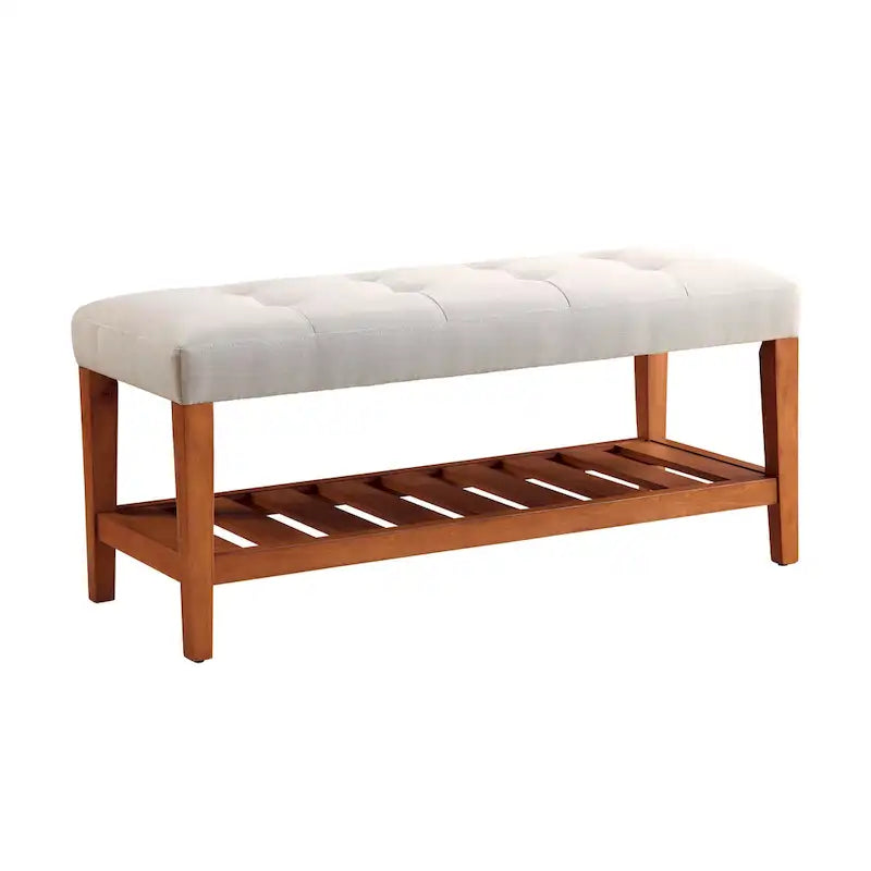 Banc fini gris et chêne