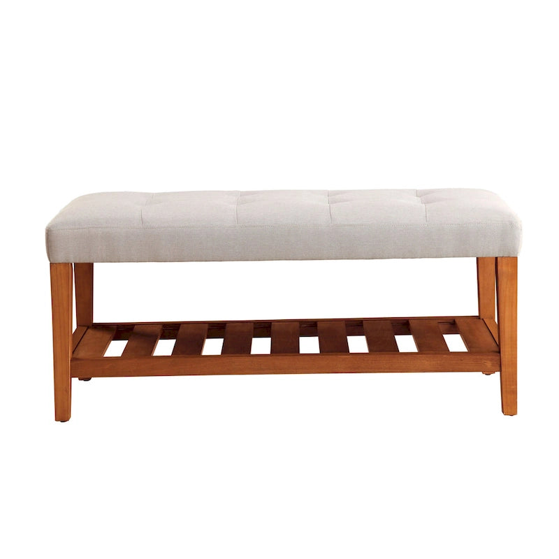 Banc fini gris et chêne