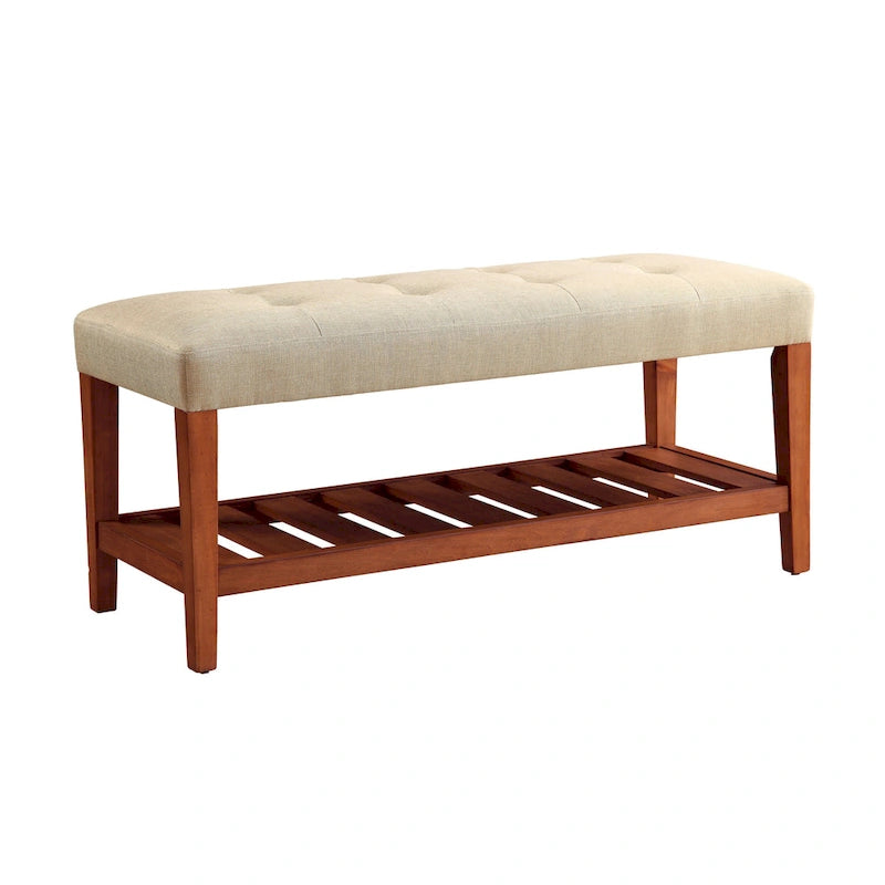 Banc fini gris et chêne