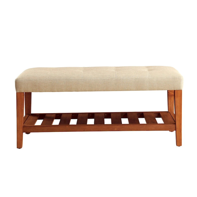 Banc fini gris et chêne