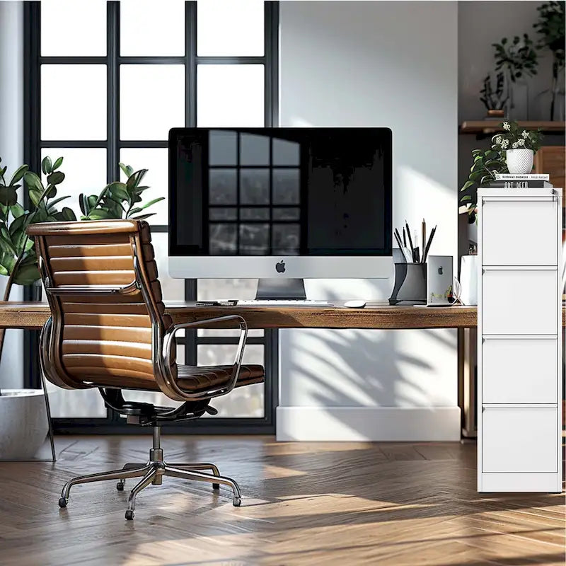 Classeur métallique vertical à 4 tiroirs avec serrure, classeur vertical en acier pour le bureau ou la maison pour format A4 légal/Lettre