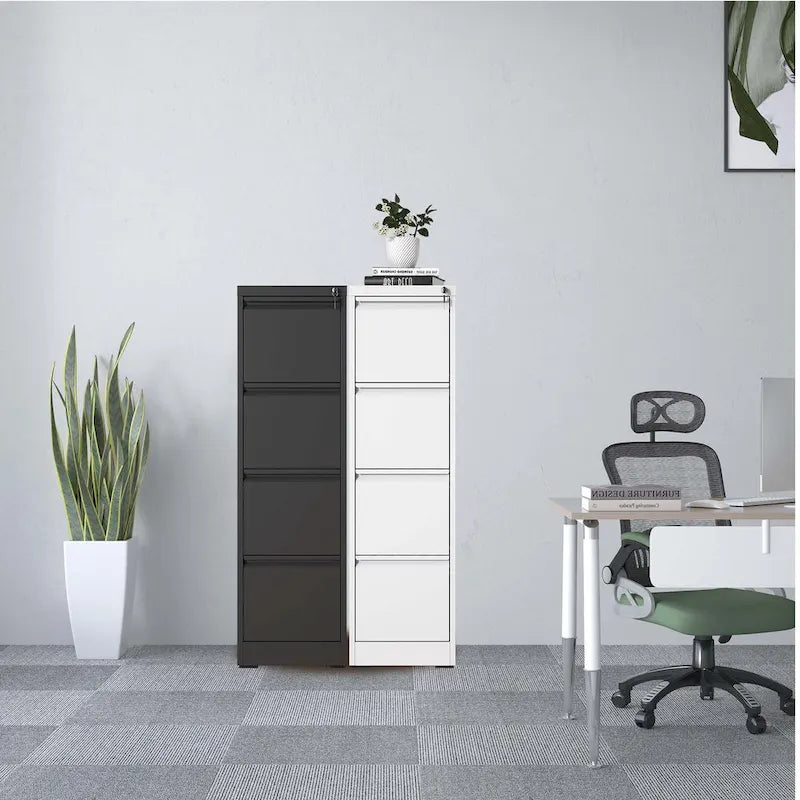 Classeur métallique vertical à 4 tiroirs avec serrure, classeur vertical en acier pour le bureau ou la maison pour format A4 légal/Lettre