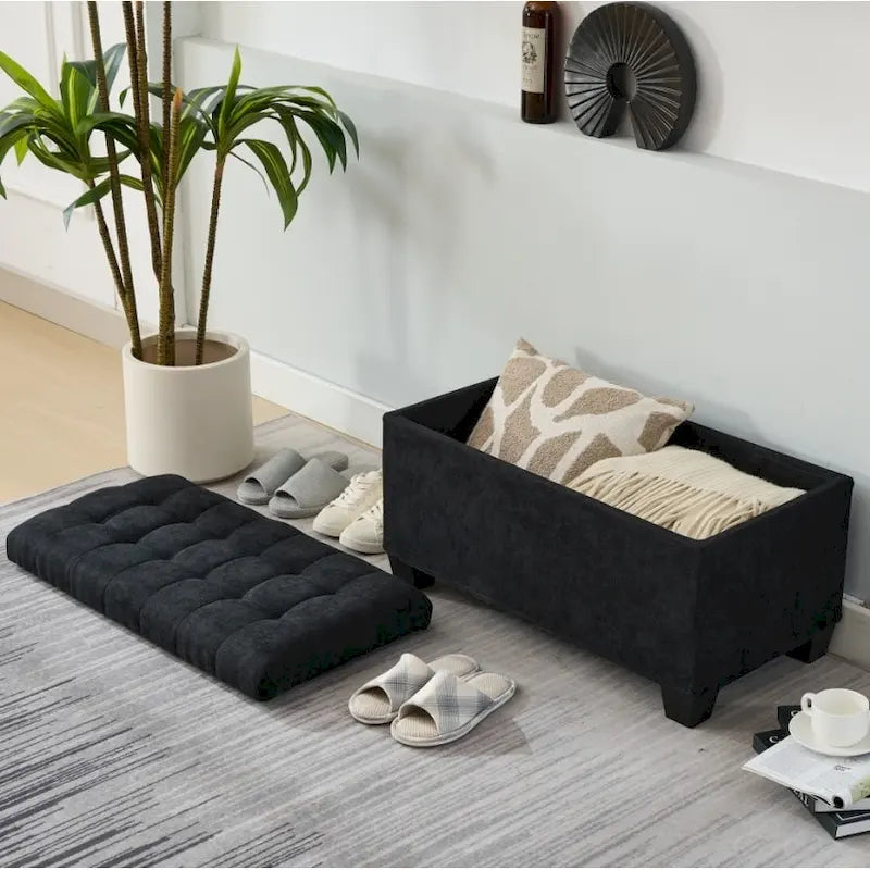 Banc de rangement ottoman, repose-pieds avec pieds, 40,6 x 76,2 x 40,9 cm, banc de bout de lit, coffre de rangement, supporte jusqu'à 300 kg