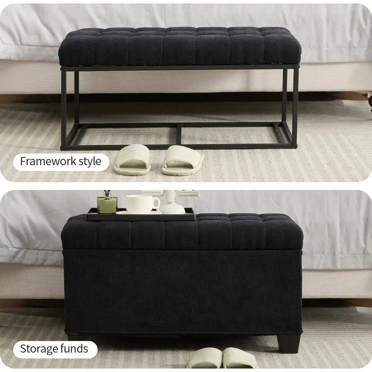 Banc de rangement ottoman, repose-pieds avec pieds, 40,6 x 76,2 x 40,9 cm, banc de bout de lit, coffre de rangement, supporte jusqu'à 300 kg