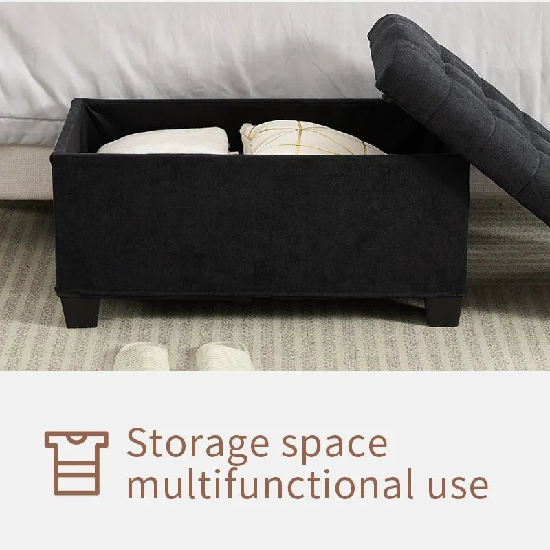 Banc de rangement ottoman, repose-pieds avec pieds, 40,6 x 76,2 x 40,9 cm, banc de bout de lit, coffre de rangement, supporte jusqu'à 300 kg