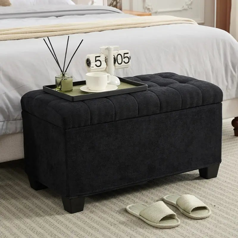 Banc de rangement ottoman, repose-pieds avec pieds, 40,6 x 76,2 x 40,9 cm, banc de bout de lit, coffre de rangement, supporte jusqu'à 300 kg