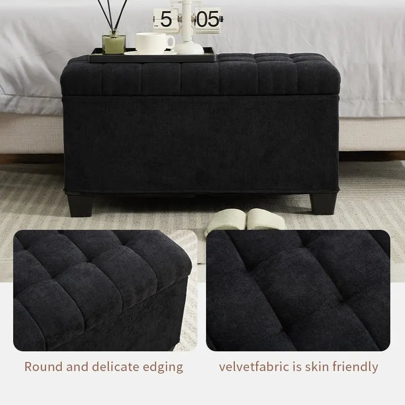 Banc de rangement ottoman, repose-pieds avec pieds, 40,6 x 76,2 x 40,9 cm, banc de bout de lit, coffre de rangement, supporte jusqu'à 300 kg