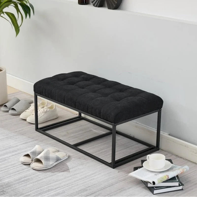 Banc de rangement ottoman, repose-pieds avec pieds, 40,6 x 76,2 x 40,9 cm, banc de bout de lit, coffre de rangement, supporte jusqu'à 300 kg