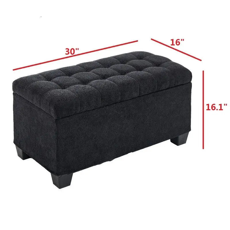 Banc de rangement ottoman, repose-pieds avec pieds, 40,6 x 76,2 x 40,9 cm, banc de bout de lit, coffre de rangement, supporte jusqu'à 300 kg