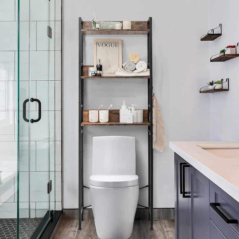 Étagère de rangement 3 niveaux au-dessus des toilettes – Organisateur de salle de bain – Voir détails