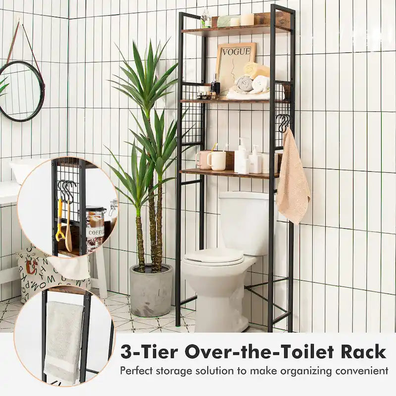 Étagère de rangement 3 niveaux au-dessus des toilettes – Organisateur de salle de bain – Voir détails