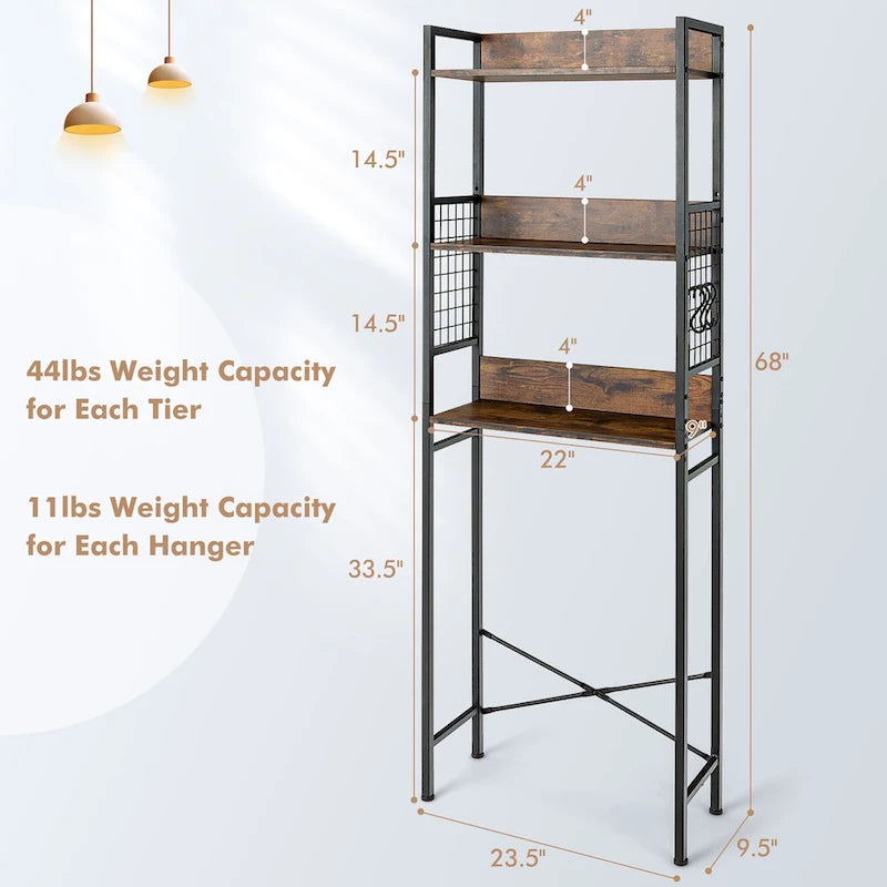 Étagère de rangement 3 niveaux au-dessus des toilettes – Organisateur de salle de bain – Voir détails