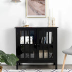 Buffet de rangement, armoire avec portes vitrées, console