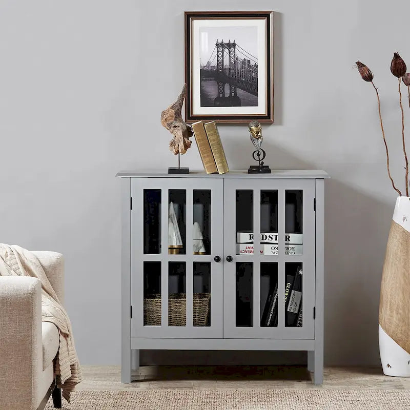 Buffet de rangement, armoire avec portes vitrées, console