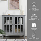 Buffet de rangement, armoire avec portes vitrées, console