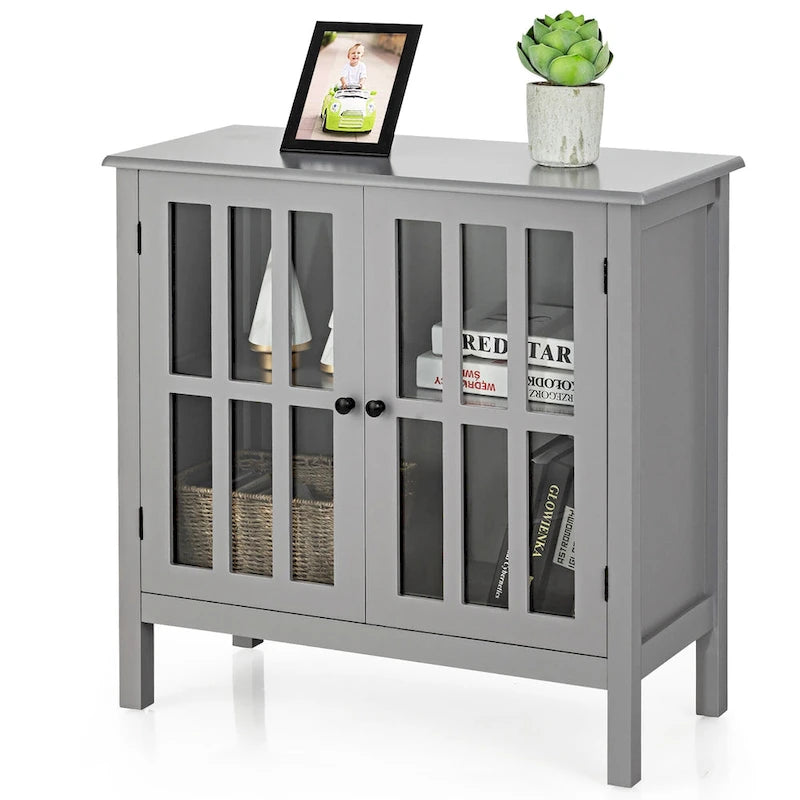Buffet de rangement, armoire avec portes vitrées, console