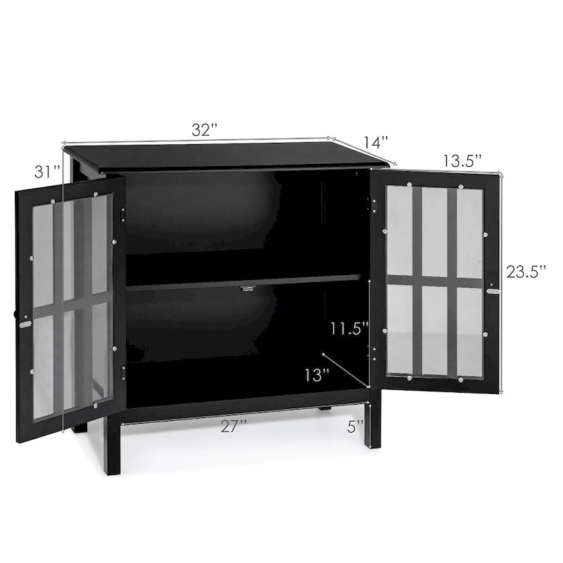 Buffet de rangement, armoire avec portes vitrées, console