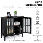 Buffet de rangement, armoire avec portes vitrées, console