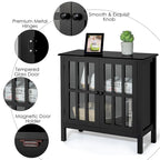Buffet de rangement, armoire avec portes vitrées, console