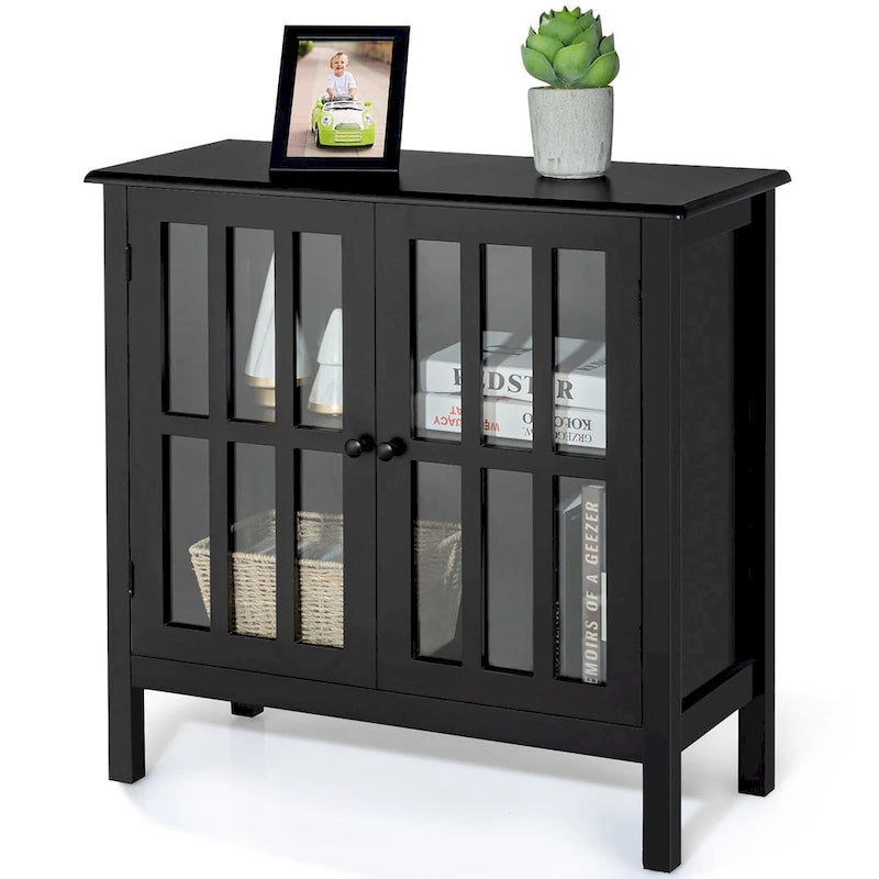 Buffet de rangement, armoire avec portes vitrées, console