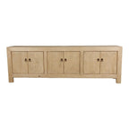 Meuble TV 6 portes, pin naturel vieilli 87x16x28H