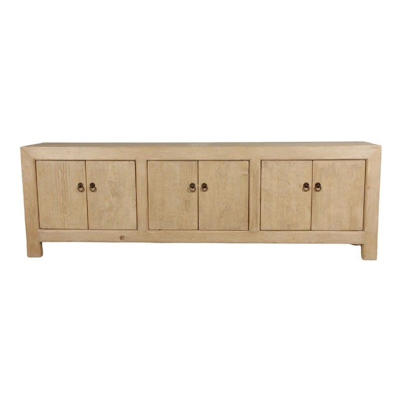 Meuble TV 6 portes, pin naturel vieilli 87x16x28H