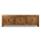 Meuble TV 6 portes, pin naturel vieilli 87x16x28H