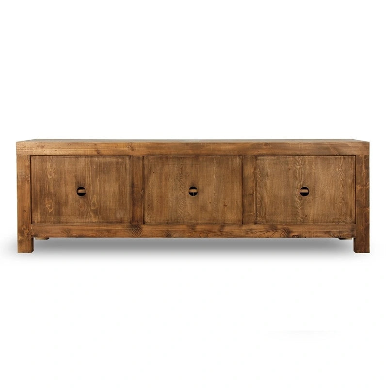 Meuble TV 6 portes, pin naturel vieilli 87x16x28H