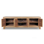 Meuble TV 6 portes, pin naturel vieilli 87x16x28H