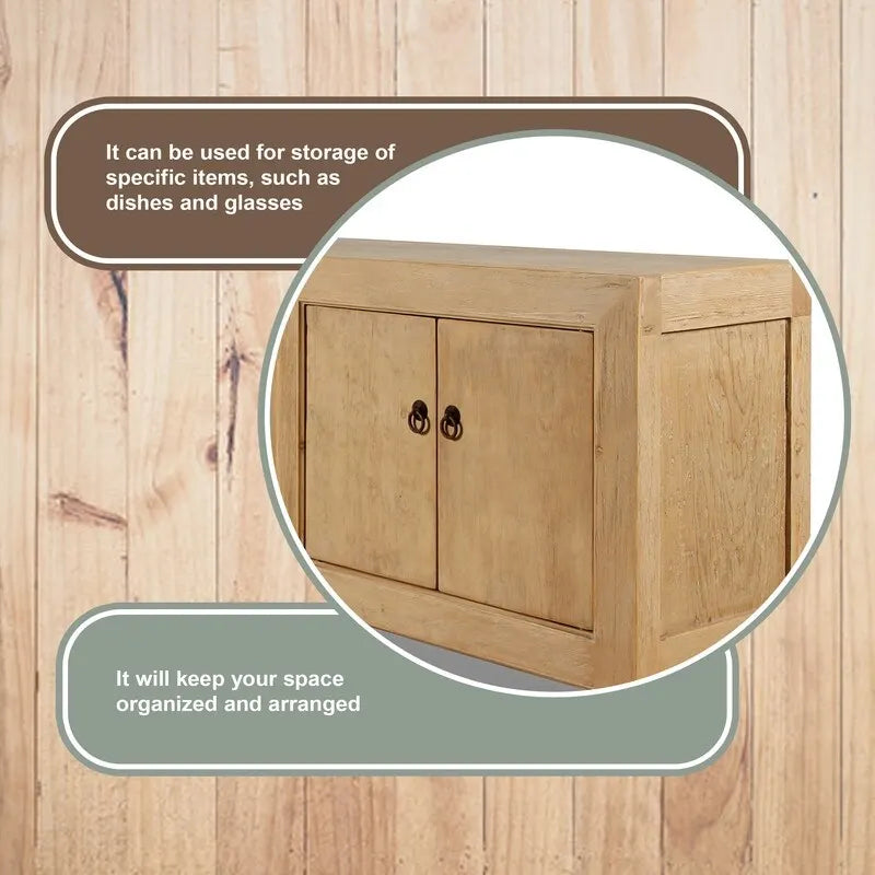 Meuble TV 6 portes, pin naturel vieilli 87x16x28H