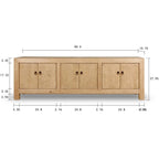 Meuble TV 6 portes, pin naturel vieilli 87x16x28H