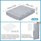 Lot de 4 tiroirs autocollants sous le bureau pour bureau debout, grand modèle – 25,5 x 20 x 4,2 cm