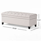 Banc de rangement ottoman, assise de 127 cm, tissu gris capitonné