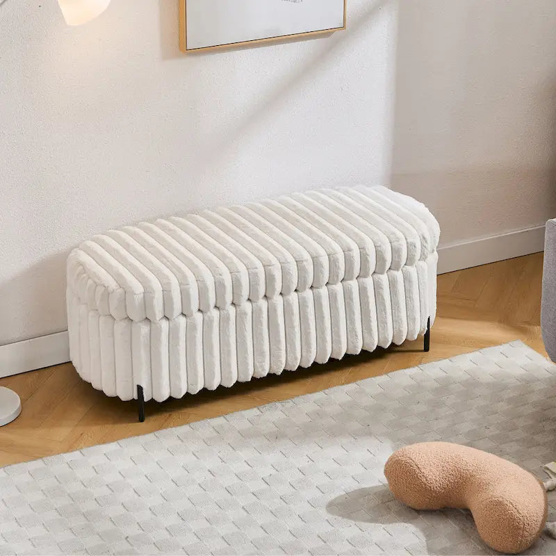 Banc de rangement ottoman surdimensionné de 49,2 pouces, repose-pieds moderne avec pieds en métal