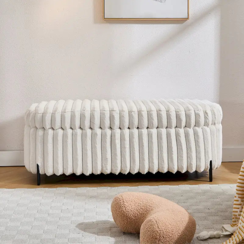Banc de rangement ottoman surdimensionné de 49,2 pouces, repose-pieds moderne avec pieds en métal