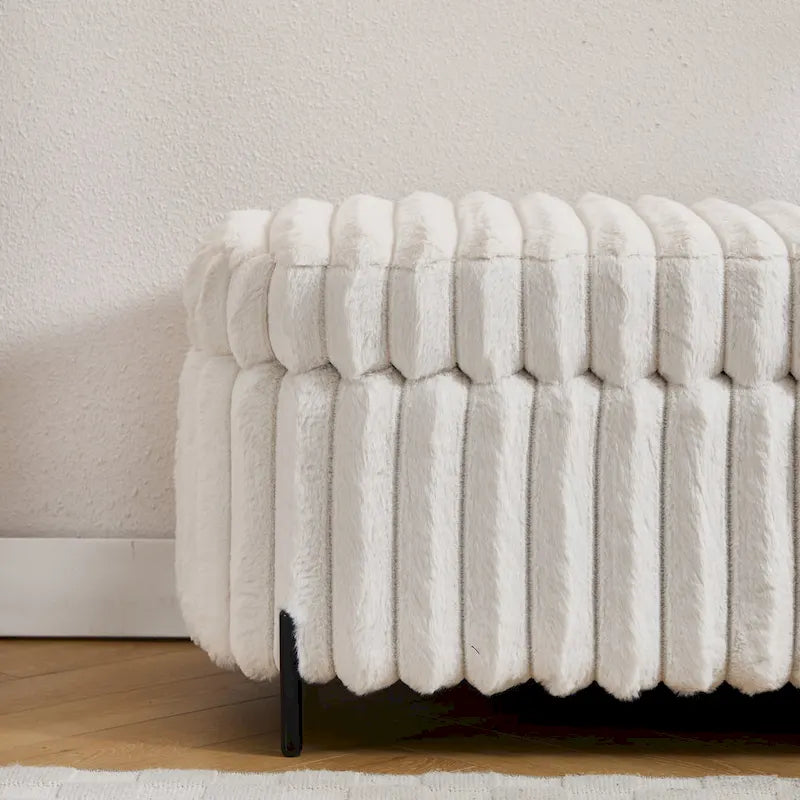 Banc de rangement ottoman surdimensionné de 49,2 pouces, repose-pieds moderne avec pieds en métal
