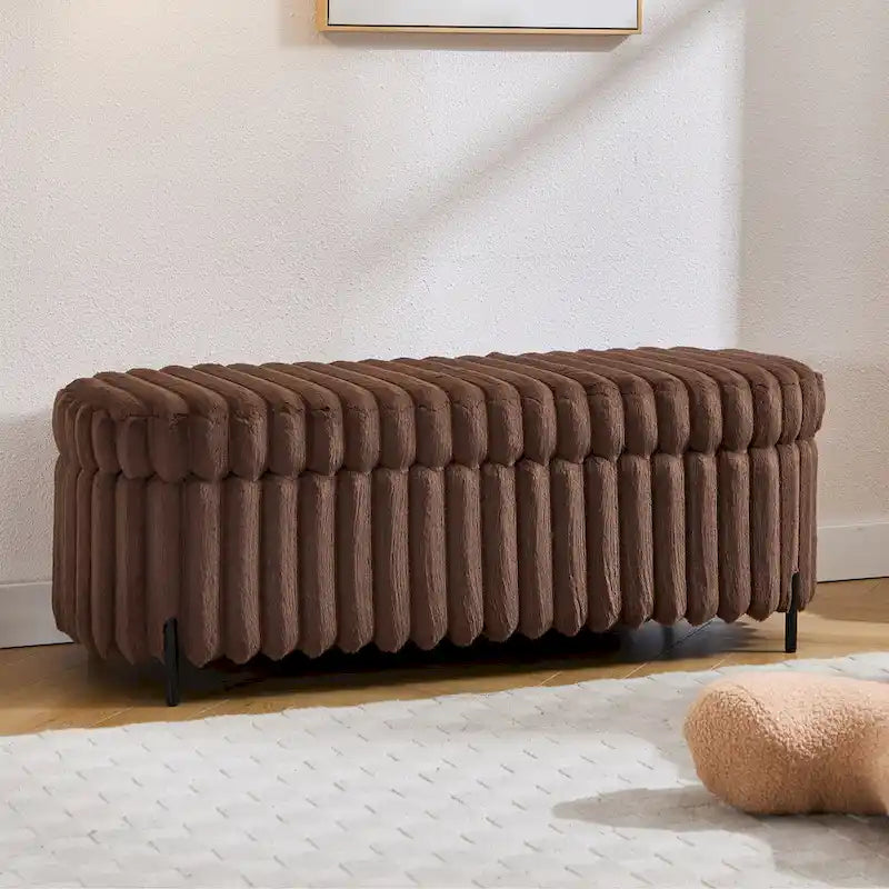 Banc de rangement ottoman surdimensionné de 49,2 pouces, repose-pieds moderne avec pieds en métal