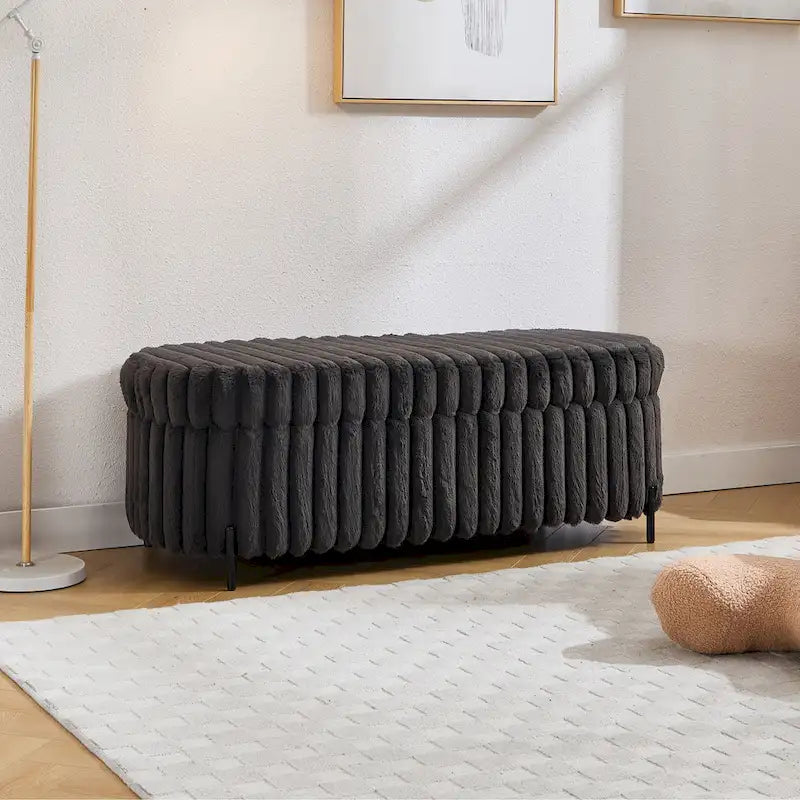 Banc de rangement ottoman surdimensionné de 49,2 pouces, repose-pieds moderne avec pieds en métal