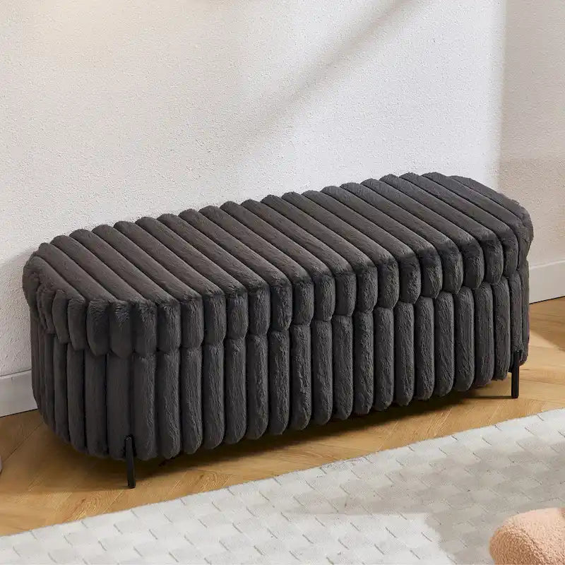 Banc de rangement ottoman surdimensionné de 49,2 pouces, repose-pieds moderne avec pieds en métal