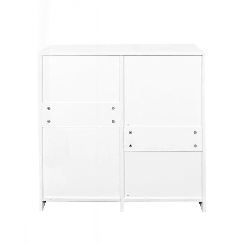 Meuble de buanderie polyvalent sur pied avec étagères réglables et panier à linge basculant