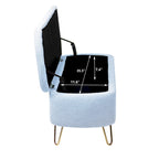 Banc pouf de rangement bleu avec pieds dorés