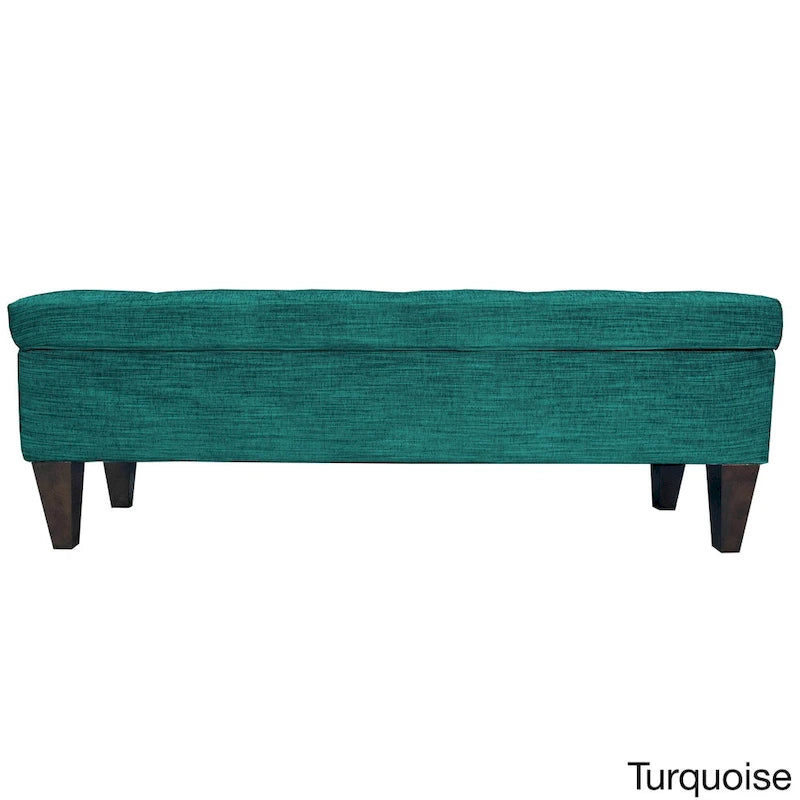 Banc de rangement capitonné long 10 boutons avec pouf ottoman