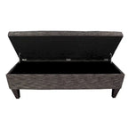 Banc de rangement capitonné long 10 boutons avec pouf ottoman