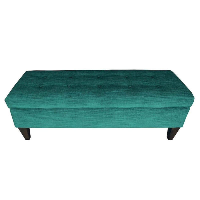 Banc de rangement capitonné long 10 boutons avec pouf ottoman