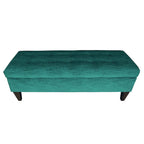 Banc de rangement capitonné long 10 boutons avec pouf ottoman