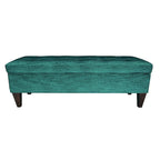 Banc de rangement capitonné long 10 boutons avec pouf ottoman